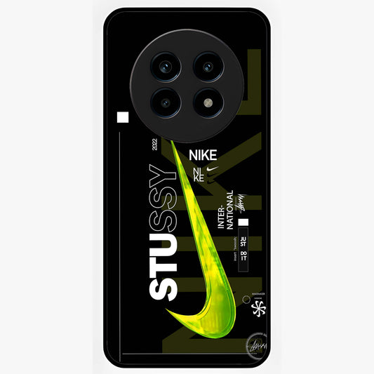 Neon Street Edition Glass Case showing flat back view with neon street style artwork and glossy glass finish.