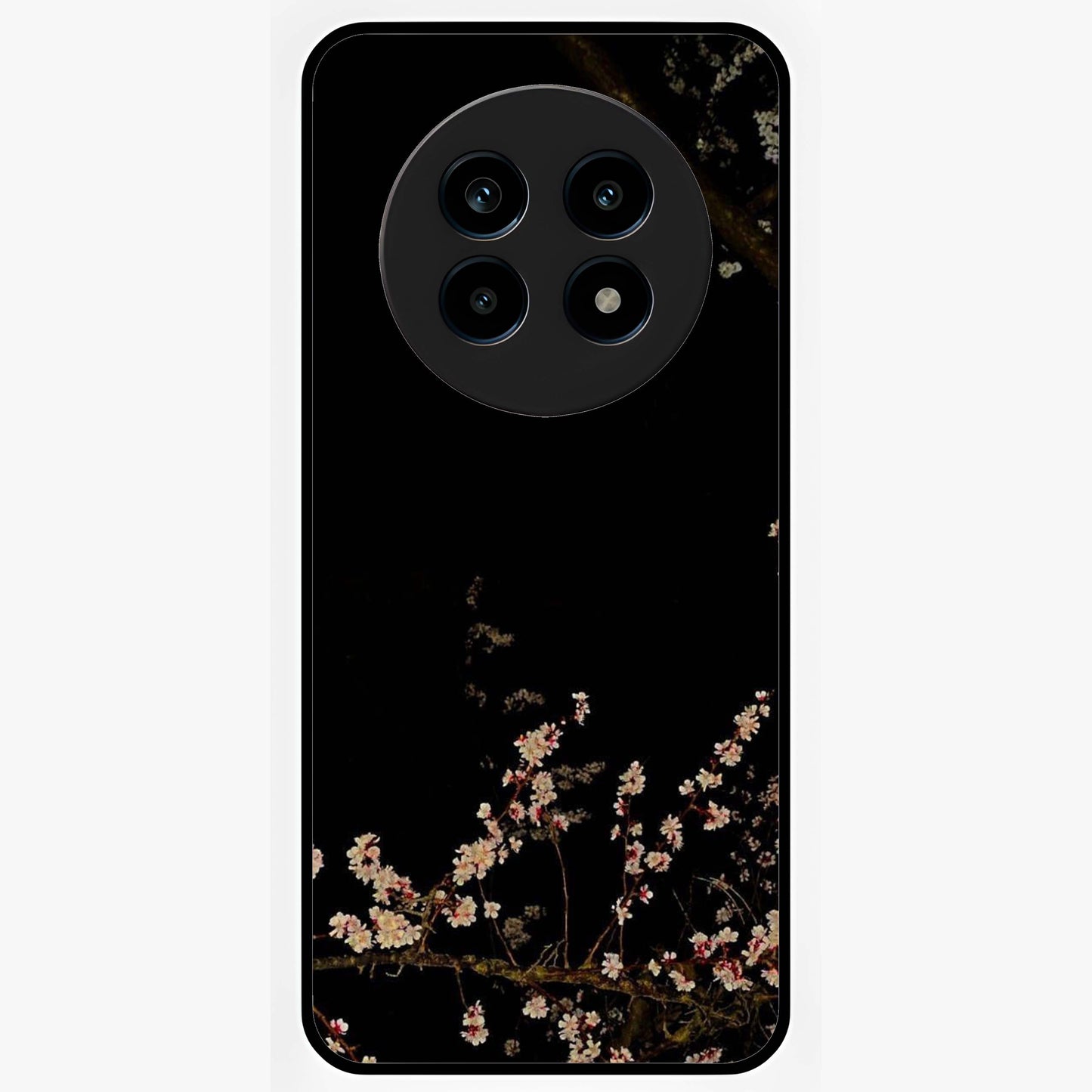 Petal Moon Light With Custom Name Glass Case showing flat back view with floral moonlight artwork and personalized name design.