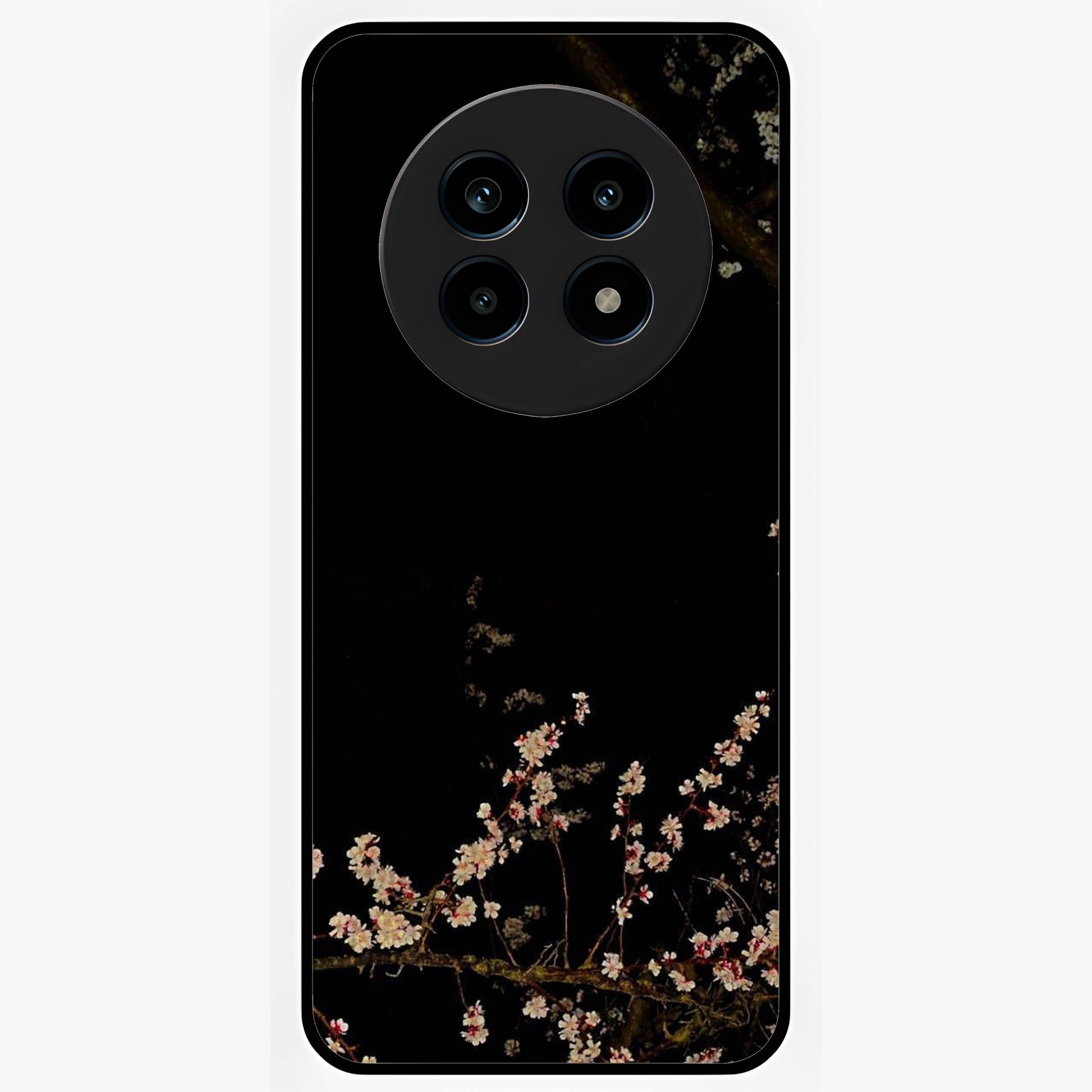 Petal Moon Light With Custom Name Glass Case showing flat back view with floral moonlight artwork and personalized name design.