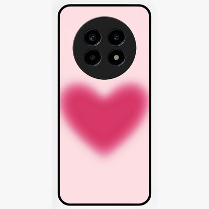 Pink Aura Heart Glass Case showing flat back view with glowing heart artwork and glossy glass finish.