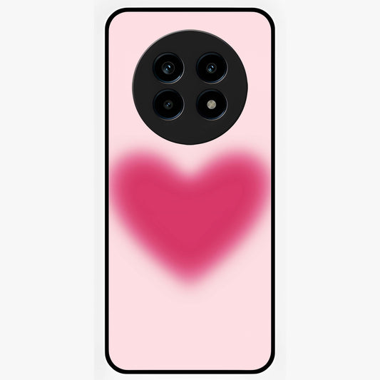 Pink Aura Heart Glass Case showing flat back view with glowing heart artwork and glossy glass finish.