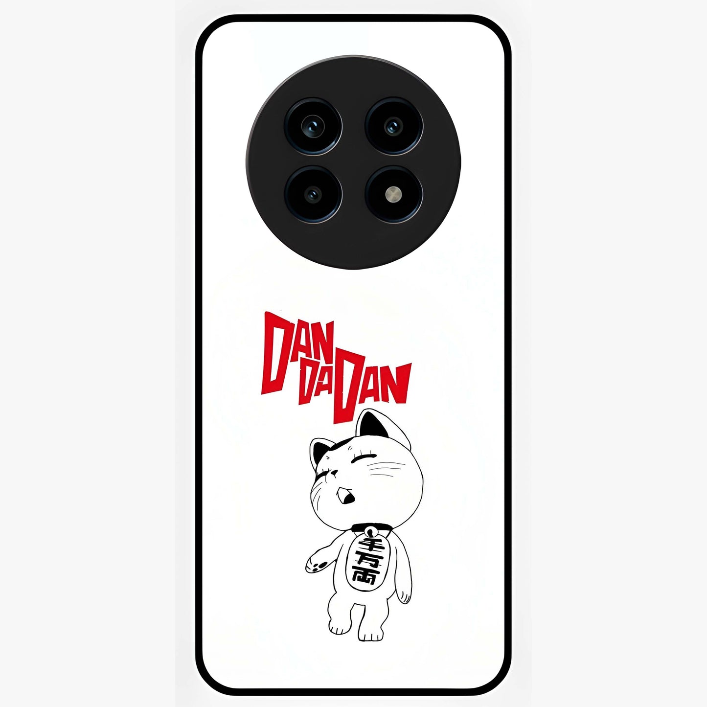 Playful Spirit Charm Glass Case showing flat back view with cheerful charm themed artwork and glossy glass finish.
