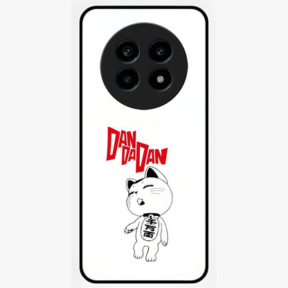 Playful Spirit Charm Glass Case showing flat back view with cheerful charm themed artwork and glossy glass finish.