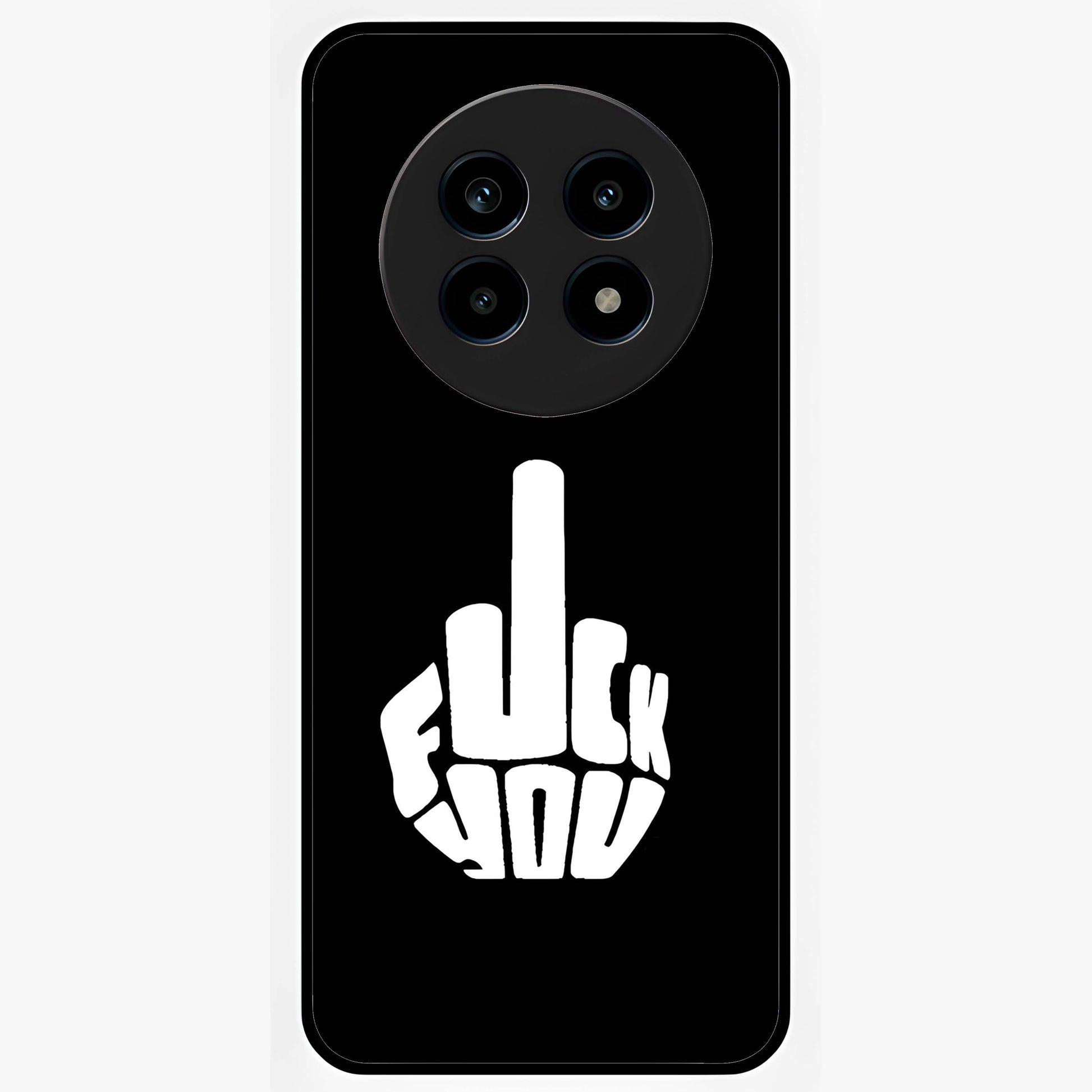 Rebel Mode On Glass Case showing flat back view with bold rebellious typography artwork and glossy glass finish.