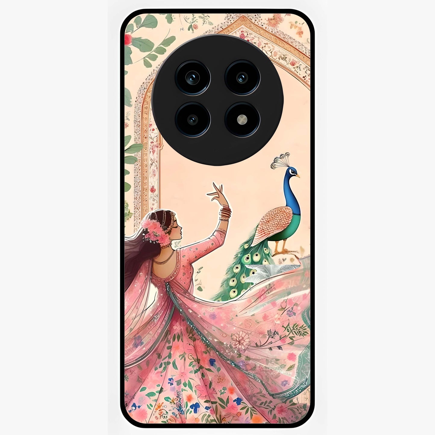 Royal Grace Muse Glass Case showing flat back view with elegant artistic artwork and glossy glass finish.