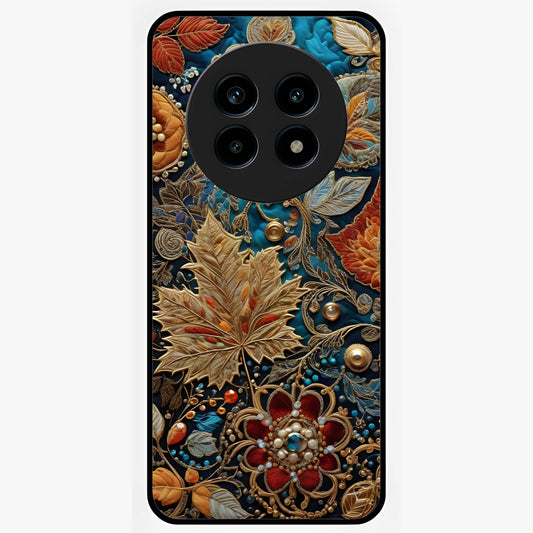 Royal Jewel Garden Glass Case showing flat back view with decorative floral garden artwork and glossy glass finish.
