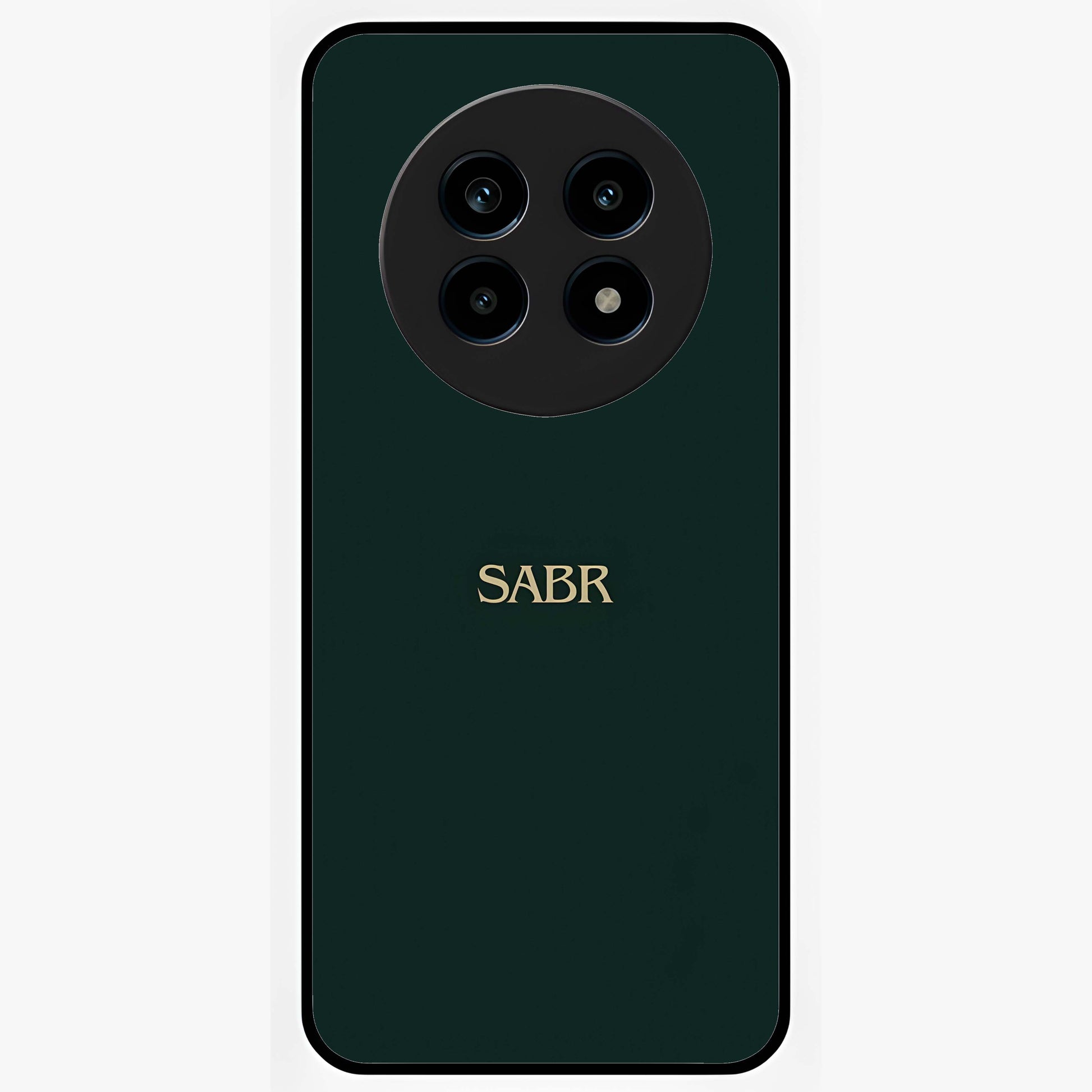 Sabr Minimal Patience Glass Case showing flat back view with minimalist typography artwork and glossy glass finish.