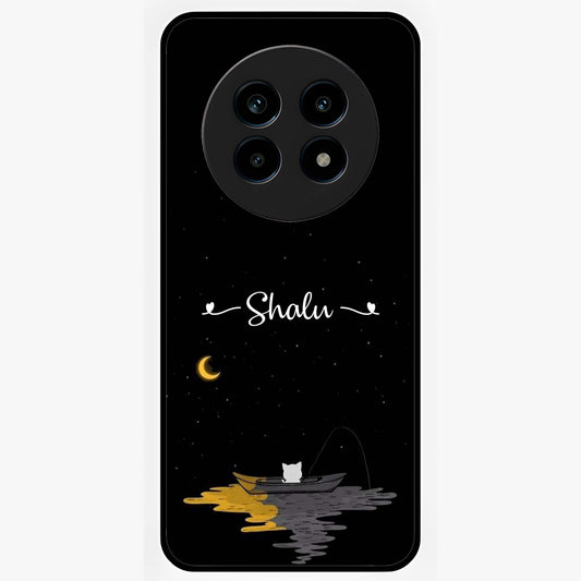Silent Night Row Glass Case showing flat back view with calm night themed artwork and glossy glass finish.