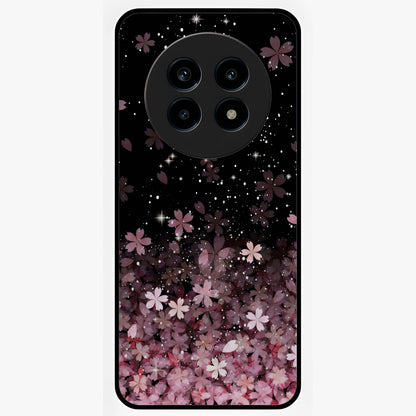 Small Starry Flowers Glass Case showing flat back view with delicate starry floral artwork and glossy glass finish.