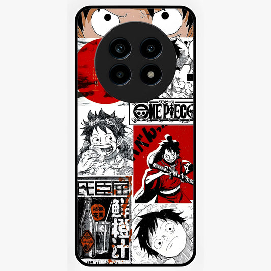 Strawhat Chaos Panels Glass Case showing flat back view with anime inspired chaos panel artwork and glossy glass finish.