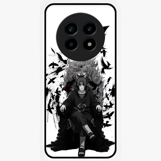 Uchiha Shadow Throne Glass Case showing flat back view with cosmic underwater themed artwork and glossy glass finish.