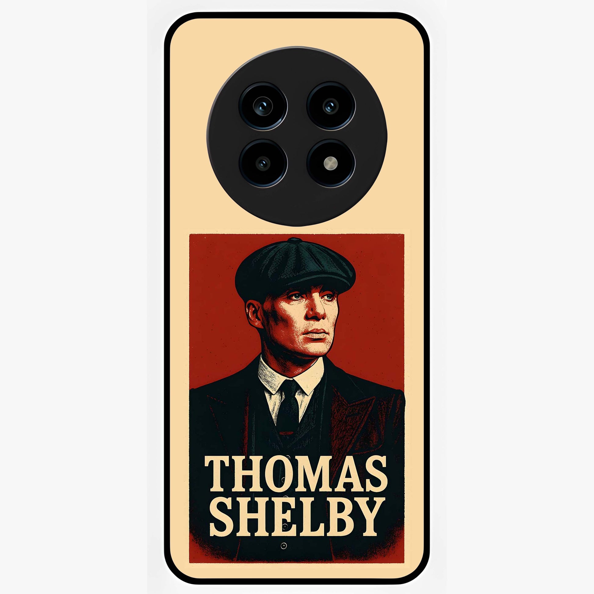 Vintage Mafia Authority Glass Case showing flat back view with bold vintage mafia inspired artwork and glossy glass finish.