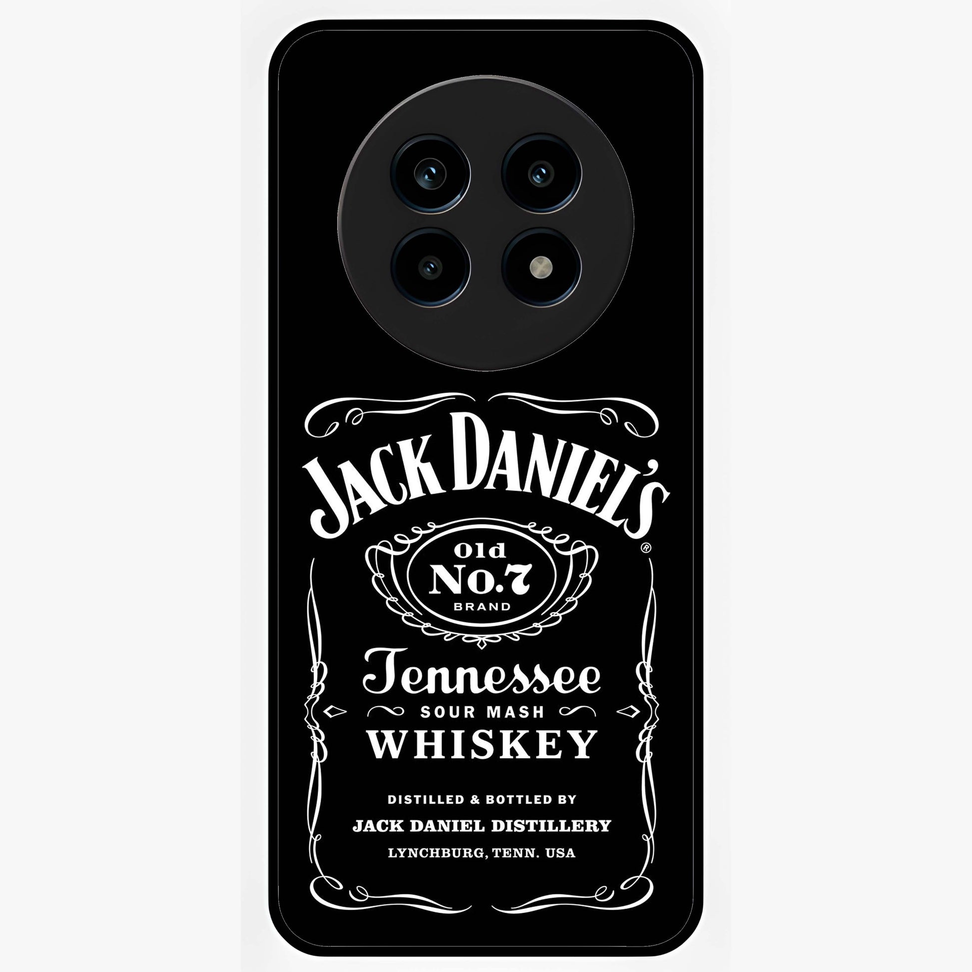 Vintage Whiskey Heritage Glass Case showing flat back view with classic whiskey inspired artwork and glossy glass finish.