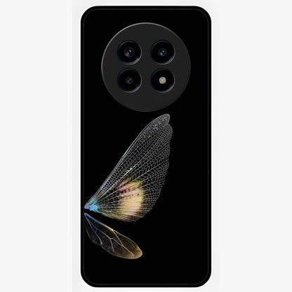 Whispers Of Wings Glass Case showing flat back view with graceful wing inspired artwork and glossy glass finish.