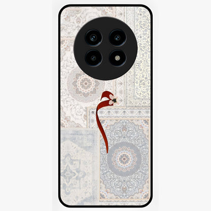 White Aesthetic Bow Glass Case showing flat back view with minimal bow artwork and glossy glass finish.