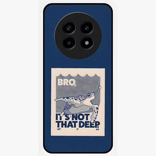 Worry Less Swim Glass Case showing flat back view with playful motivational artwork and glossy glass finish.