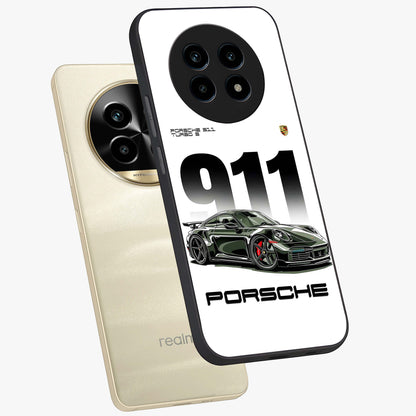 911 Turbo Dominance Glass Case displayed in premium angled mockup highlighting sporty car illustration and sleek glass surface.