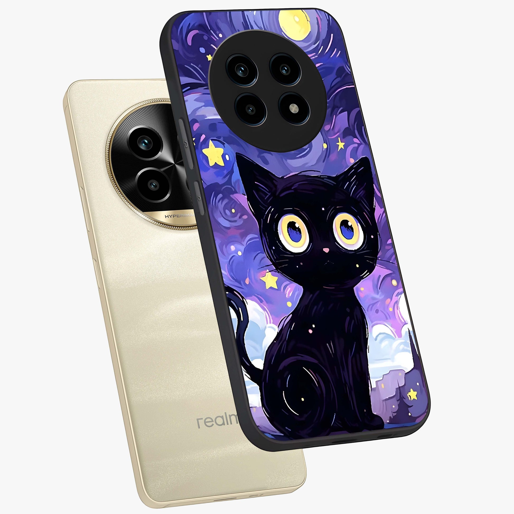 Abstract Cat Art Glass Case displayed in angled mockup highlighting modern abstract cat artwork and sleek glass surface.