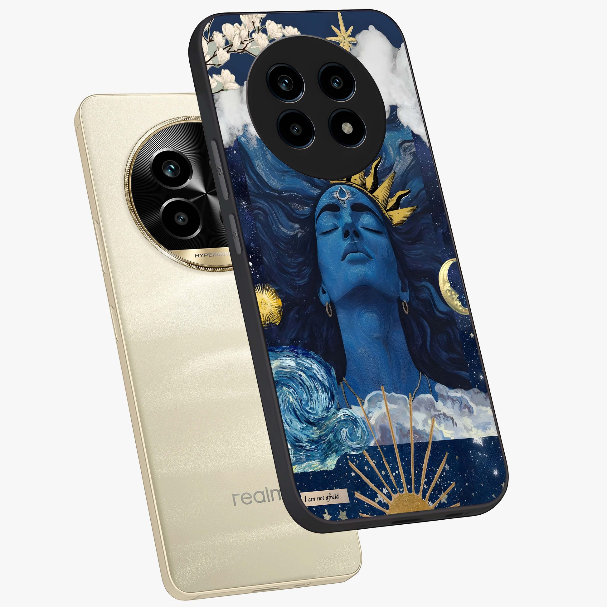 Aesthetic Lord Shiva Glass Case displayed in angled mockup highlighting spiritual Shiva illustration and sacred aesthetic design.