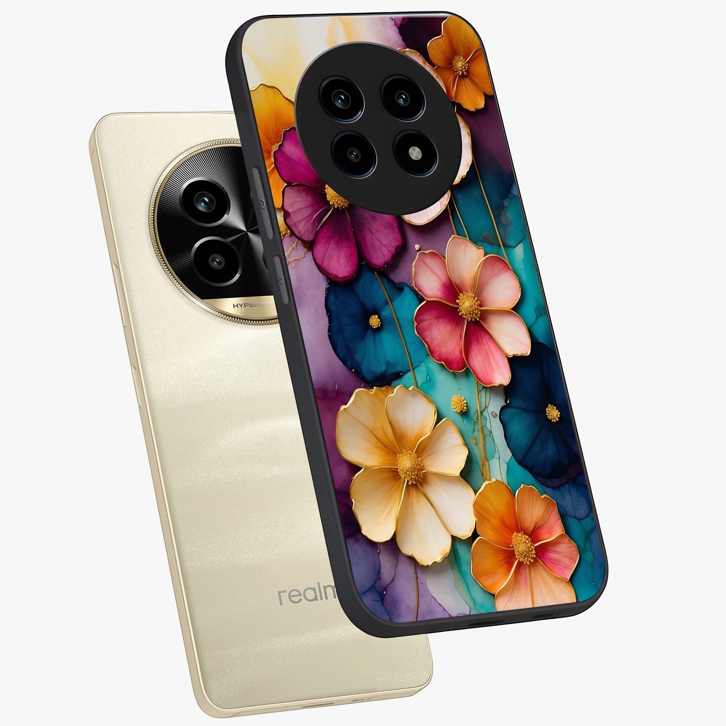 Artlyn Grace Flower Pattern Glass Case displayed in angled mockup highlighting delicate flower pattern design and smooth glass surface.