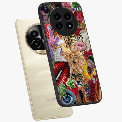 Beaded Fashion Jungle Glass Case displayed in angled mockup highlighting colorful fashion bead design and artistic pattern.