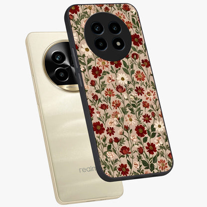 Biege Flower With Leaf Glass Case displayed in angled mockup highlighting minimal floral leaf design and elegant aesthetic.