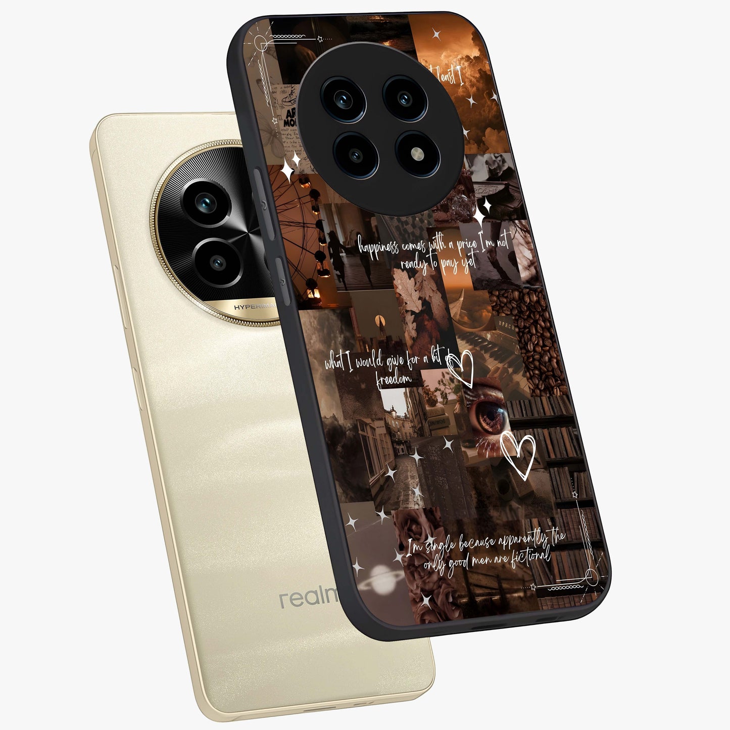 Bittersweet Aesthetic Chaos Glass Case displayed in angled mockup highlighting expressive abstract artwork and edgy aesthetic theme.
