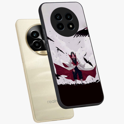 Crimson Crow Ascension Glass Case displayed in angled mockup highlighting powerful crow illustration with dark crimson aesthetic.