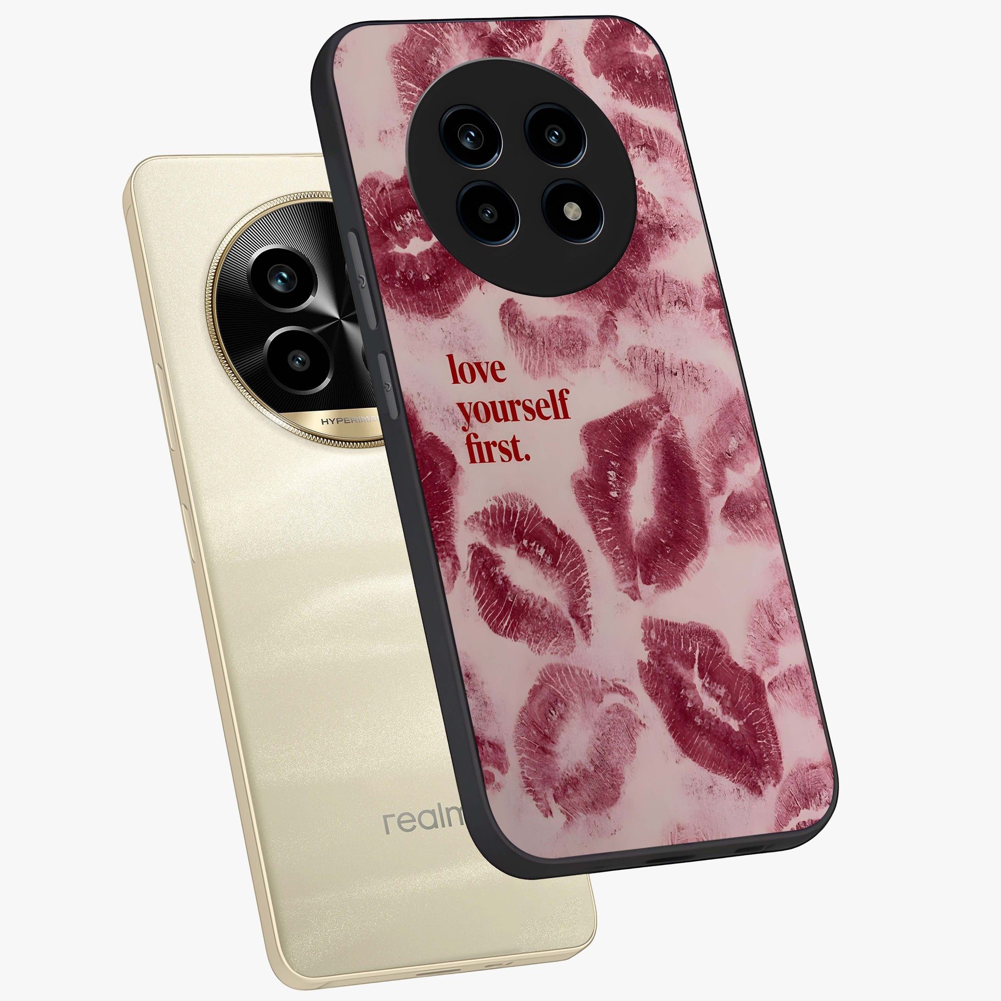Crimson Kiss Love Glass Case displayed in angled mockup highlighting bold love inspired design with modern aesthetic style.