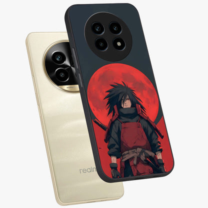 Crimson Moon Warlord Glass Case displayed in angled mockup highlighting dramatic crimson moon design with fantasy aesthetic.