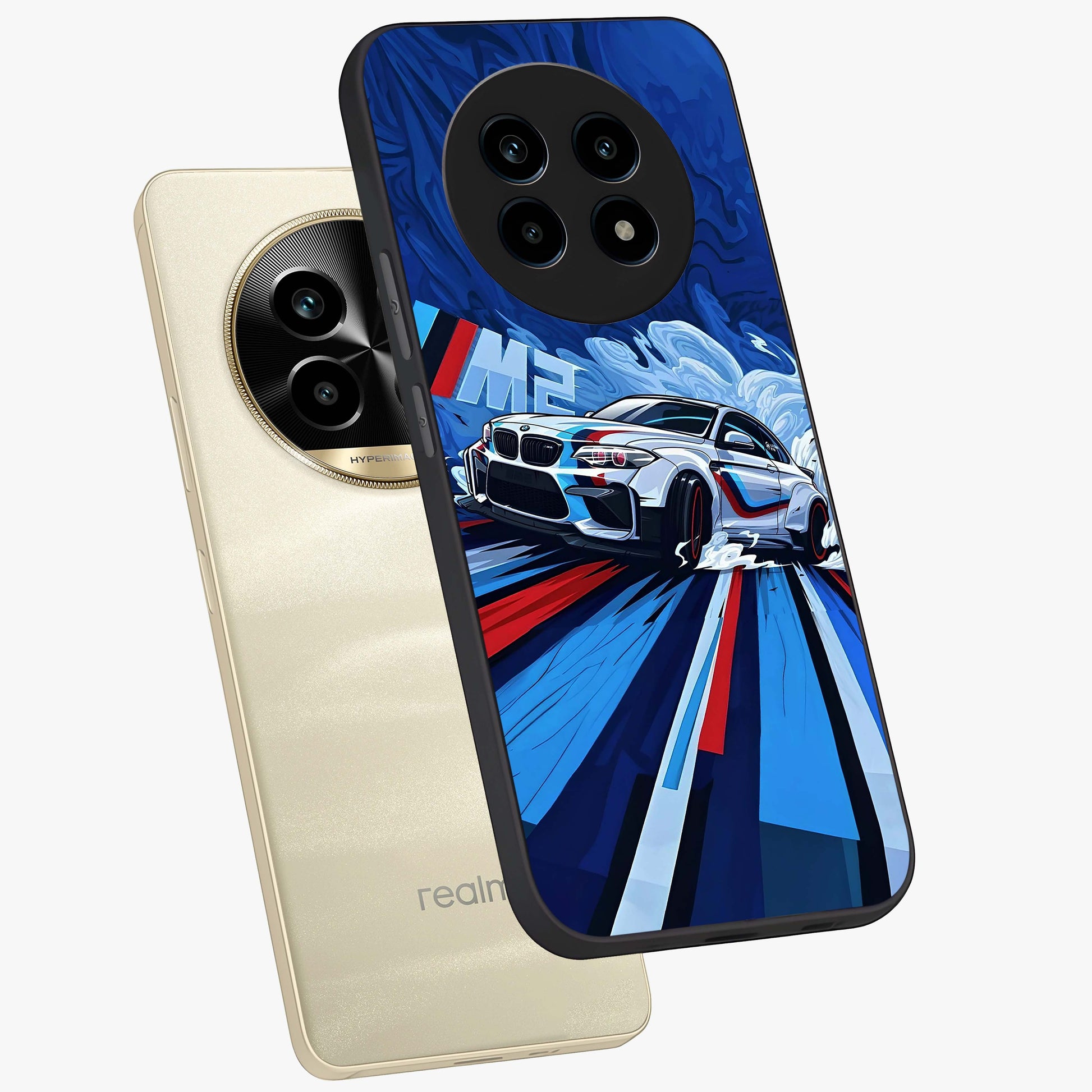 Drift Power Rush Glass Case displayed in angled mockup highlighting powerful drift car design with sporty aesthetic style.