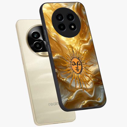 Eternal Golden Glow Glass Case displayed in angled mockup highlighting glowing golden aesthetic design with elegant style.