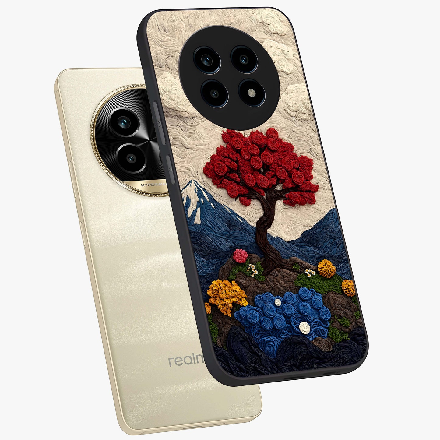 Eternal Nature Tapestry Glass Case displayed in angled mockup highlighting detailed botanical pattern with artistic aesthetic.