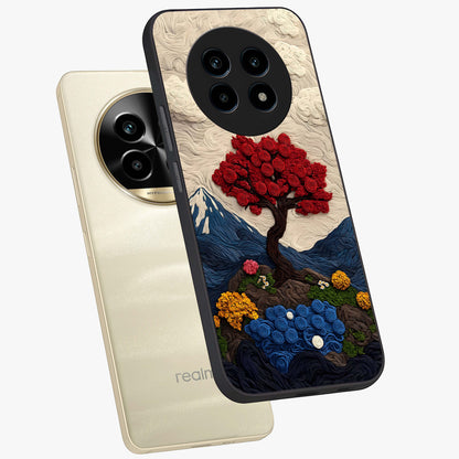 Eternal Nature Tapestry Glass Case displayed in angled mockup highlighting detailed botanical pattern with artistic aesthetic.