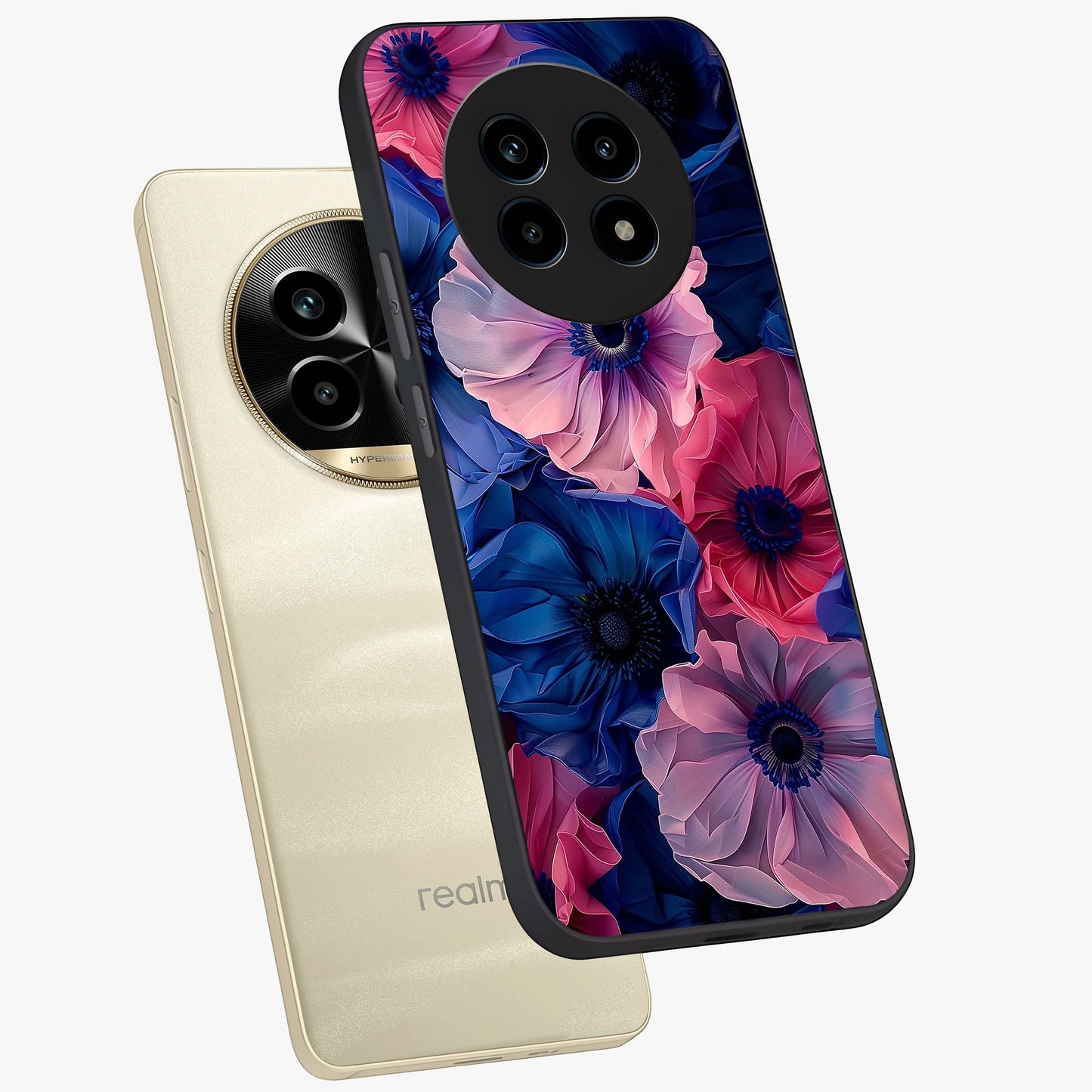 Flower Paper Art Pattern Glass Case displayed in angled mockup highlighting layered paper flower design with artistic aesthetic.