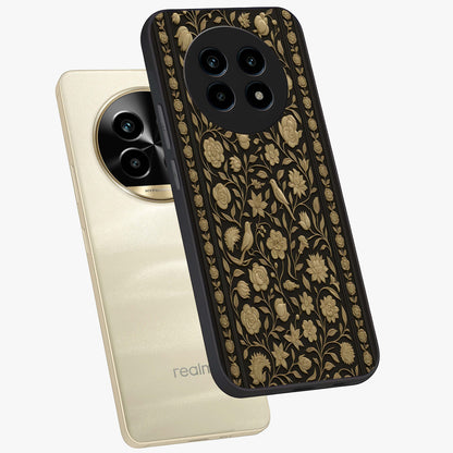 Golden Evil Eye Mandala Glass Case displayed in angled mockup highlighting protective evil eye symbol with golden mandala design.