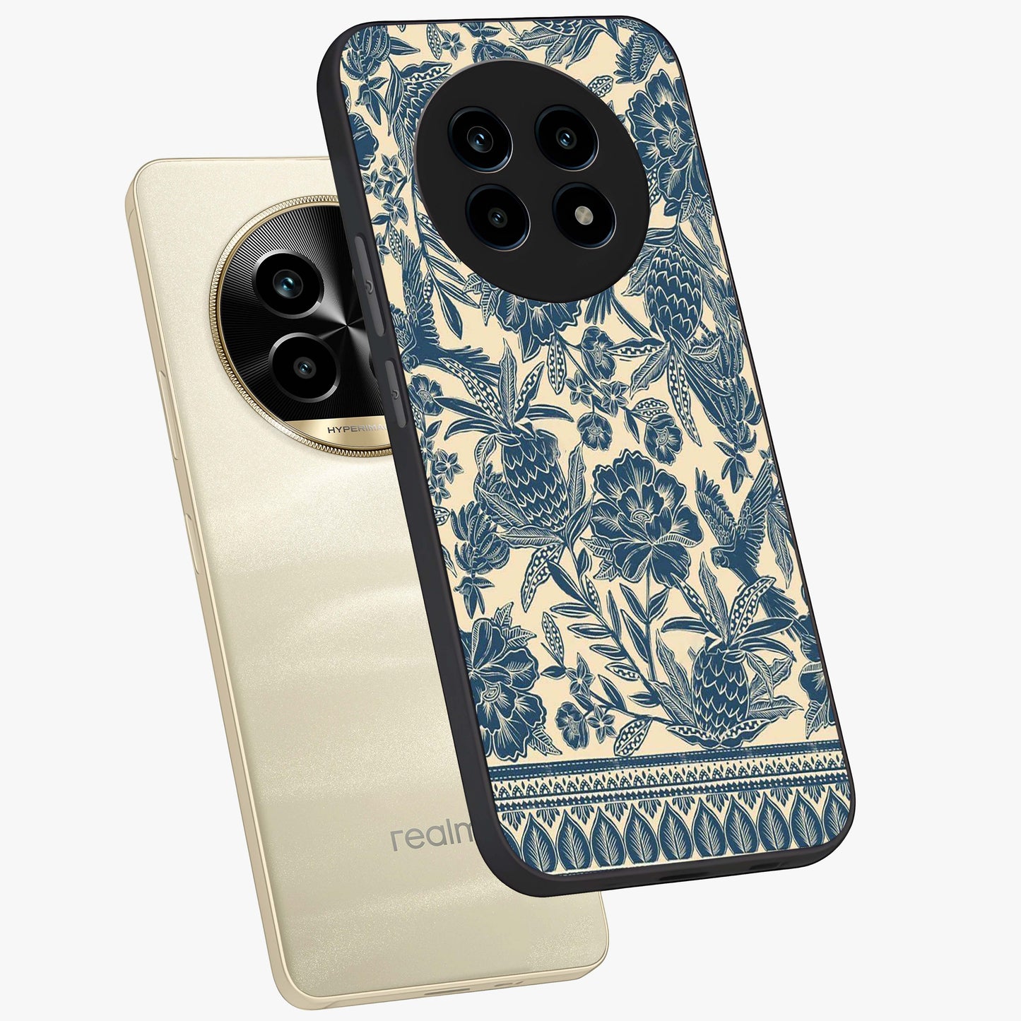 Heirloom Wild Bloom Glass Case displayed in angled mockup highlighting botanical bloom design with classic aesthetic style.