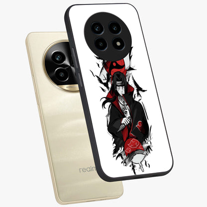 Itachi Limited Edition Naruto Anime Glass Case displayed in angled mockup highlighting dramatic anime illustration with bold action aesthetic.