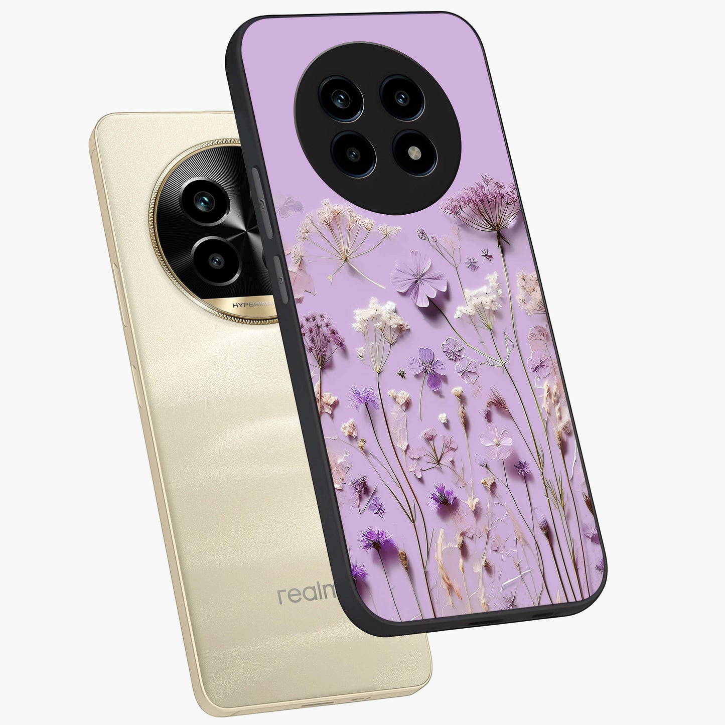Lavender Blossom Dream Glass Case displayed in angled mockup highlighting dreamy lavender flower design with calming aesthetic style.