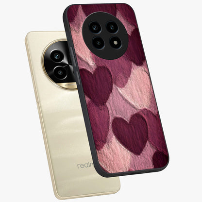 Layered Paper Hearts Glass Case displayed in angled mockup highlighting creative paper craft heart design with romantic aesthetic.