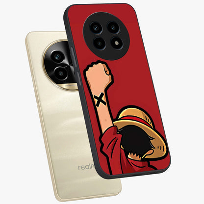 Luffy X Spirit Glass Case displayed in angled mockup highlighting powerful anime design with energetic action aesthetic.