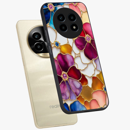 Marble Flower Pattern Glass Case displayed in angled mockup highlighting elegant marble floral design with modern aesthetic.