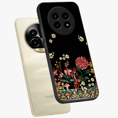 Midnight Bloom Pattern Glass Case displayed in angled mockup highlighting elegant flower design with midnight aesthetic style.