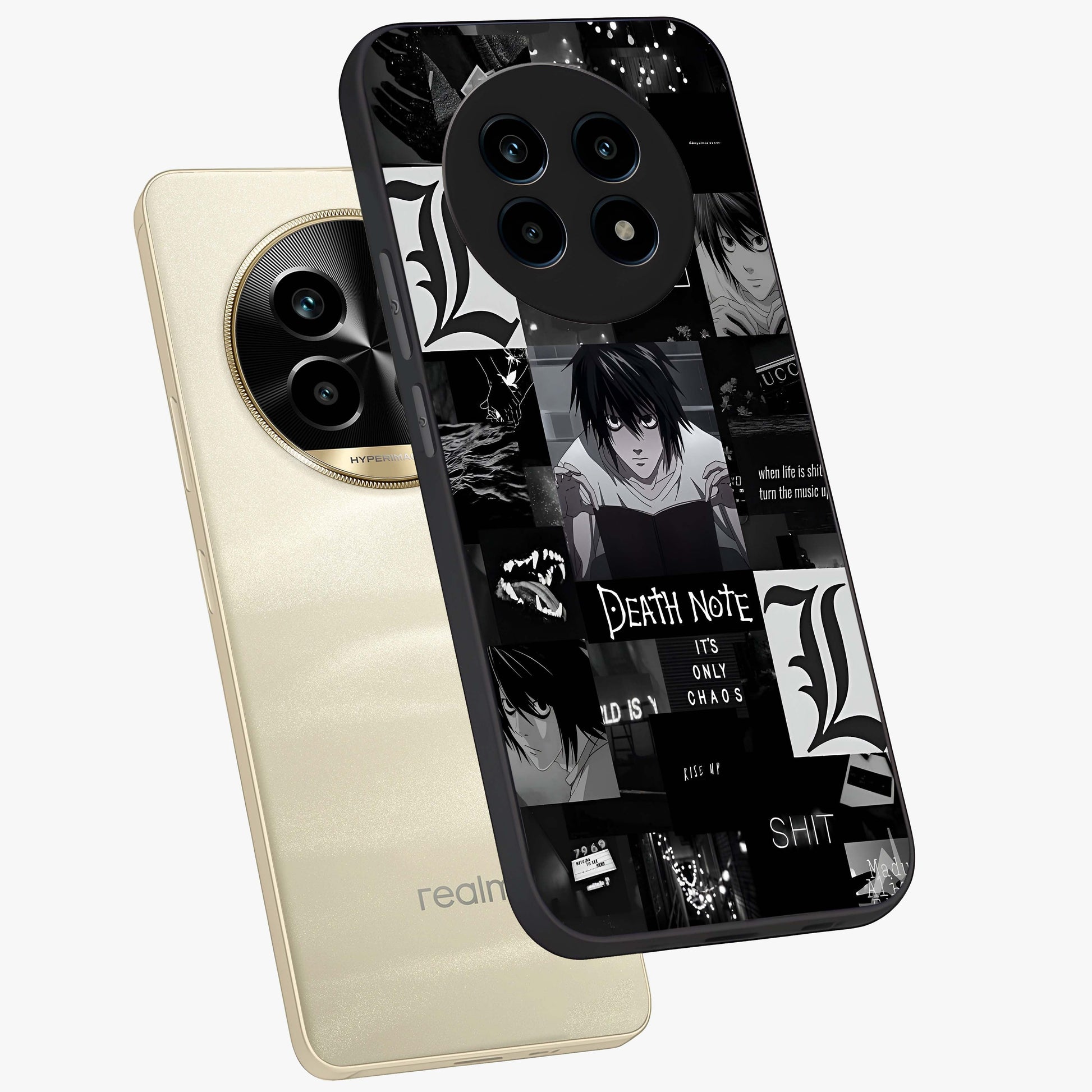 Midnight Chaos Mind Glass Case displayed in angled mockup highlighting chaotic artistic design with dramatic midnight aesthetic.