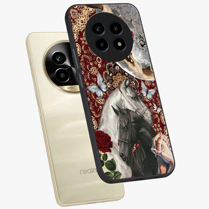 Moonlit Royal Stallion Glass Case displayed in angled mockup highlighting powerful stallion illustration with royal night aesthetic.
