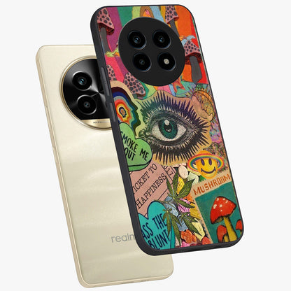 Mystic Eye Wonderland Glass Case displayed in angled mockup highlighting magical eye illustration with dreamy aesthetic.