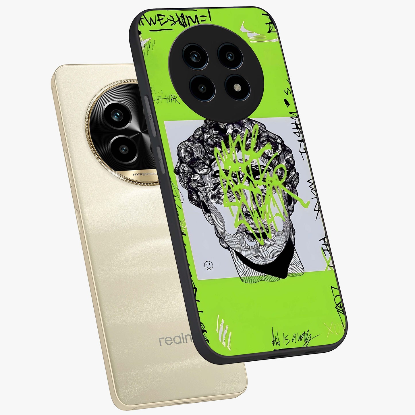 Neo Graffiti Rebellion Glass Case displayed in angled mockup highlighting urban street art design with rebellious aesthetic.