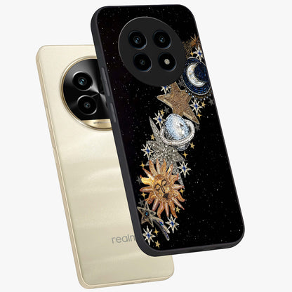 Pearls Universe Object Glass Case displayed in angled mockup highlighting celestial pearl design with dreamy aesthetic.