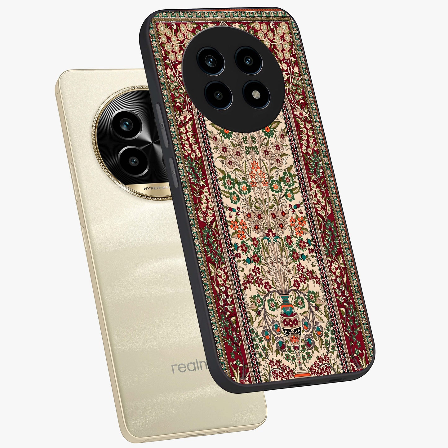 Persian Inspired Glass Case displayed in angled mockup highlighting intricate traditional design with elegant cultural aesthetic.
