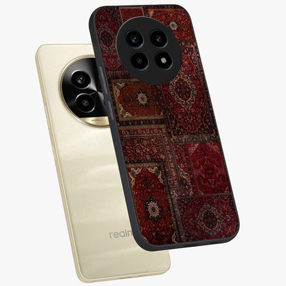Persian Velvet Tale Glass Case displayed in angled mockup highlighting ornate textile inspired design with royal aesthetic.